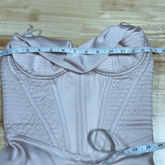 House of CB London NWT Myrna Cowl Neck Corset Slip Dress Crystal Satin Size XS+ - Picture 8 of 15